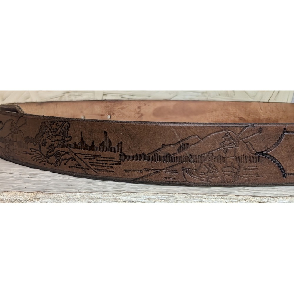 Vintage Mens North & Judd Western Tooled Leather Belt  Donald Hand Made 40"